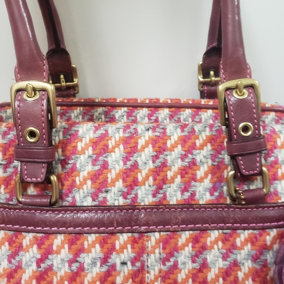 Vtg COACH Limited Edition Hamptons tweed Houndstooth Satchel RARE - Picture 3 of 15